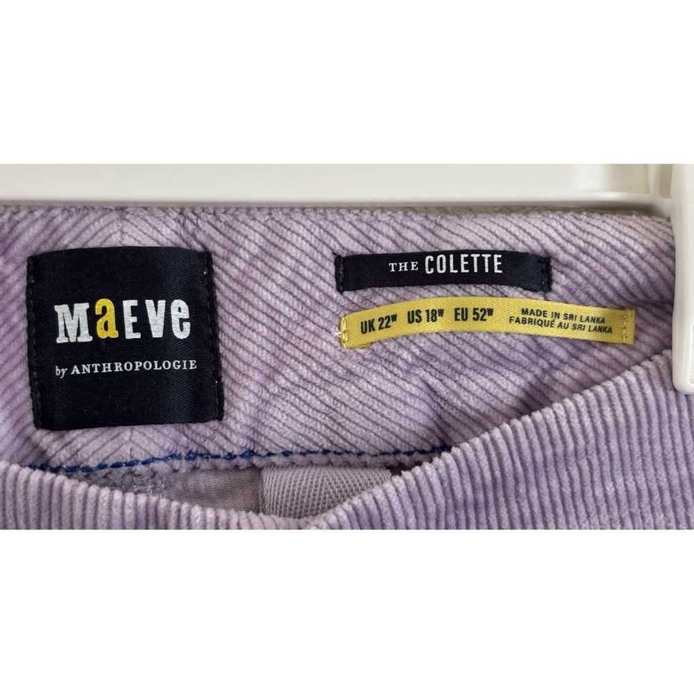 Maeve Anthropologie The Colette Corduroy Crop Wide Leg Pants Lavender 18W - Picture 5 of 11